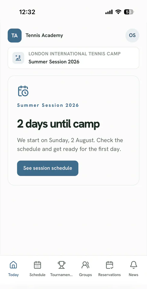 Daily plan in the Camp Tempo participant app